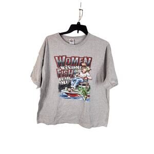 Vintage Y2K Funny Fishing T men's 2X